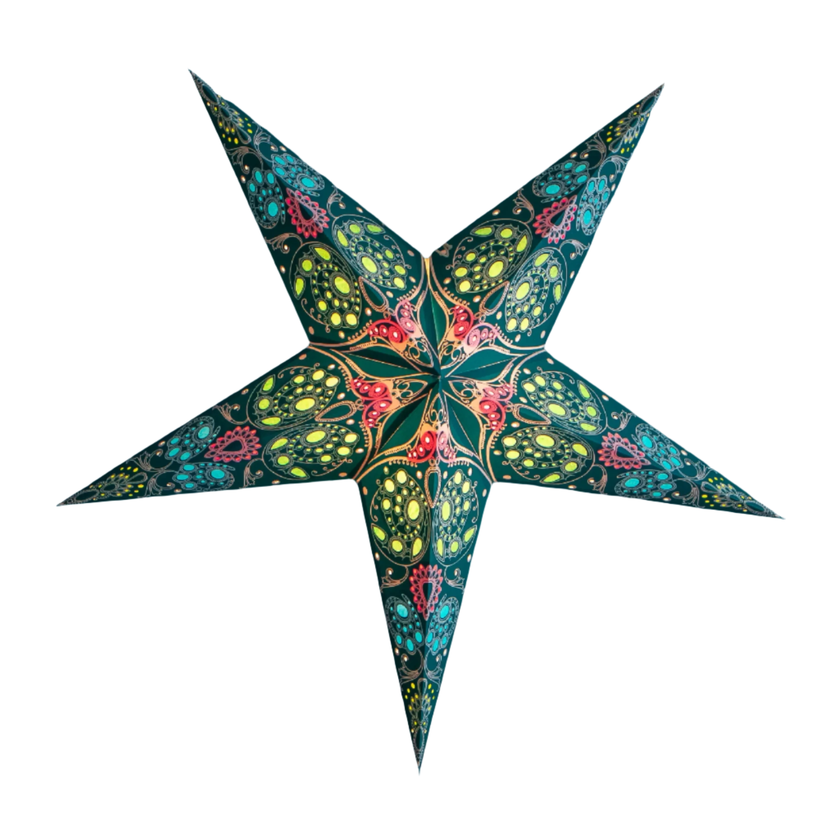 teal 5 pointed paper star lantern