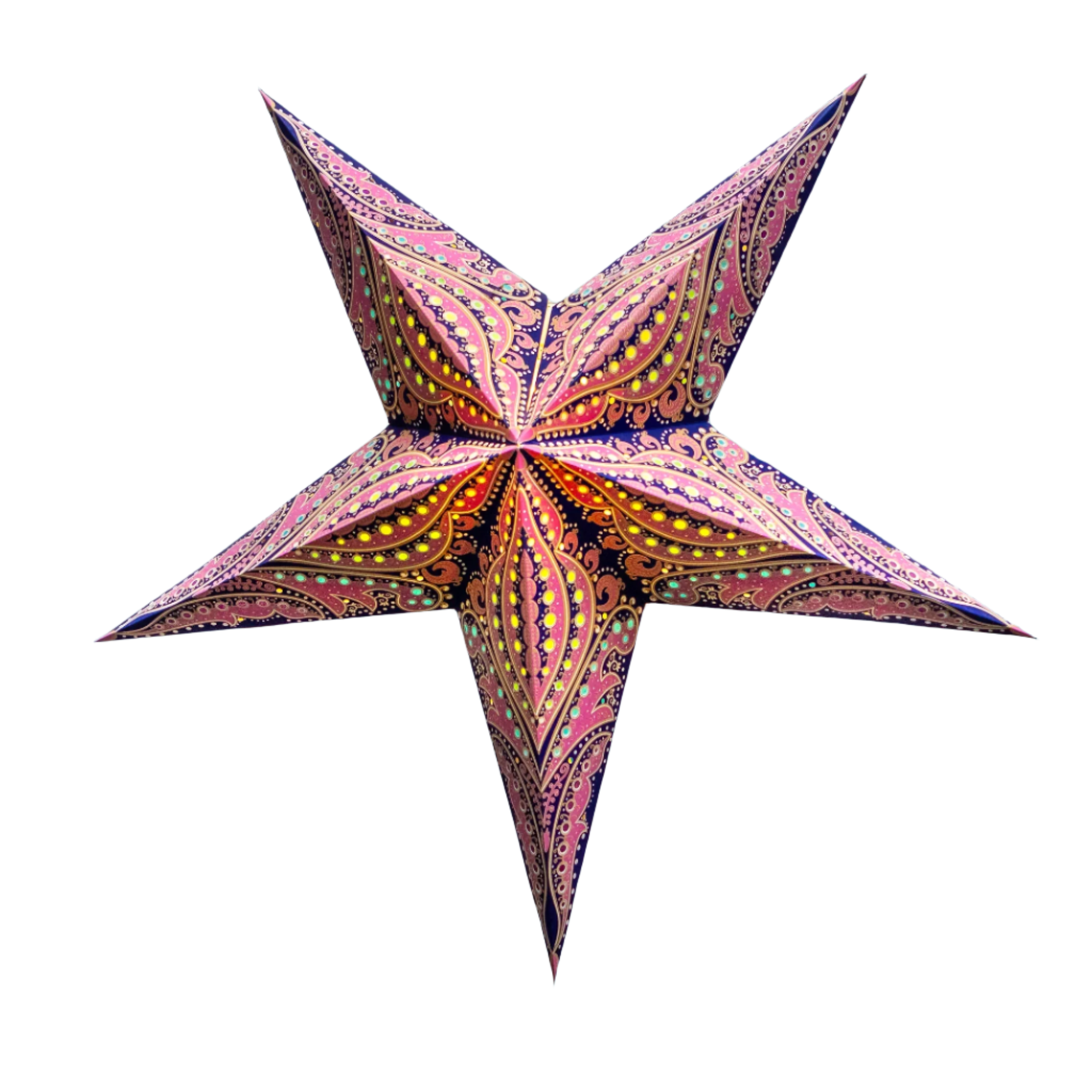 purple pink paper star lantern