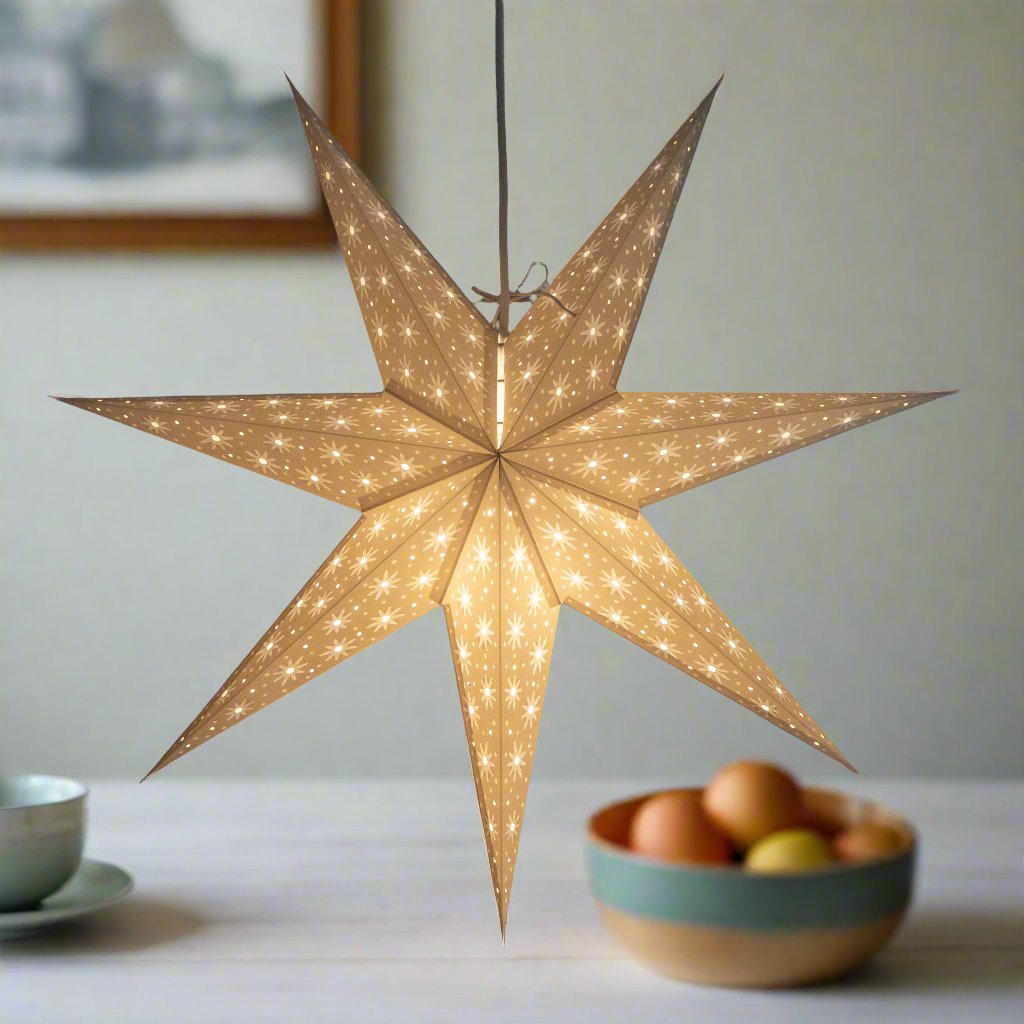 Grey 7 tipped paper star lantern