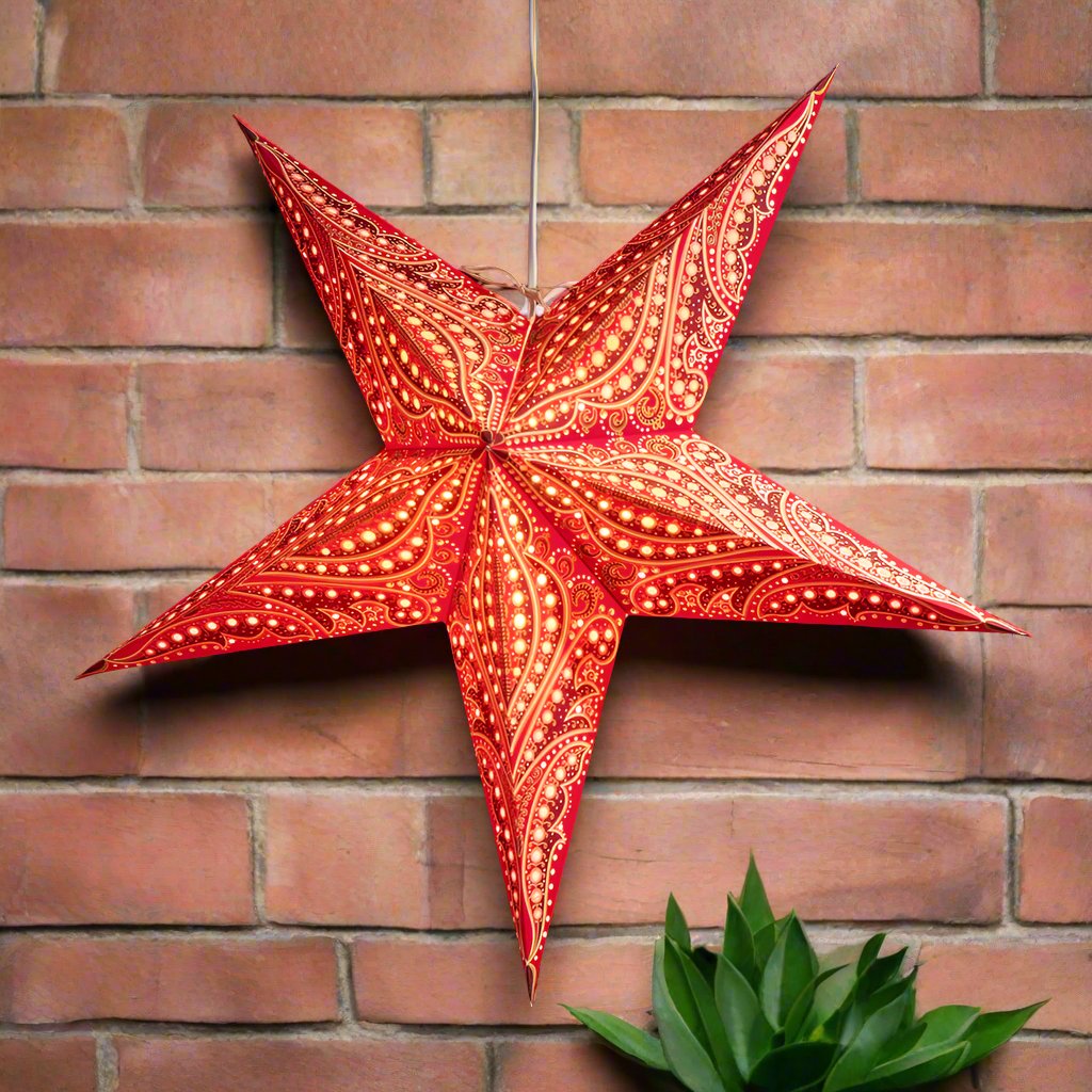 Red 5 pointed paper star lantern