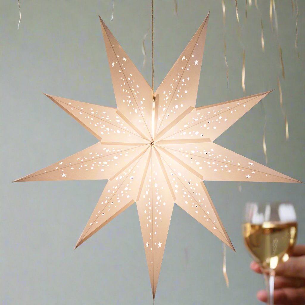 9 tipped white paper star lantern