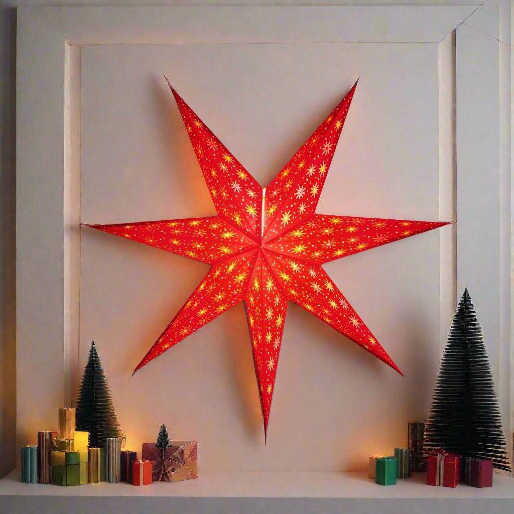 Red 7 pointed paper star lantern