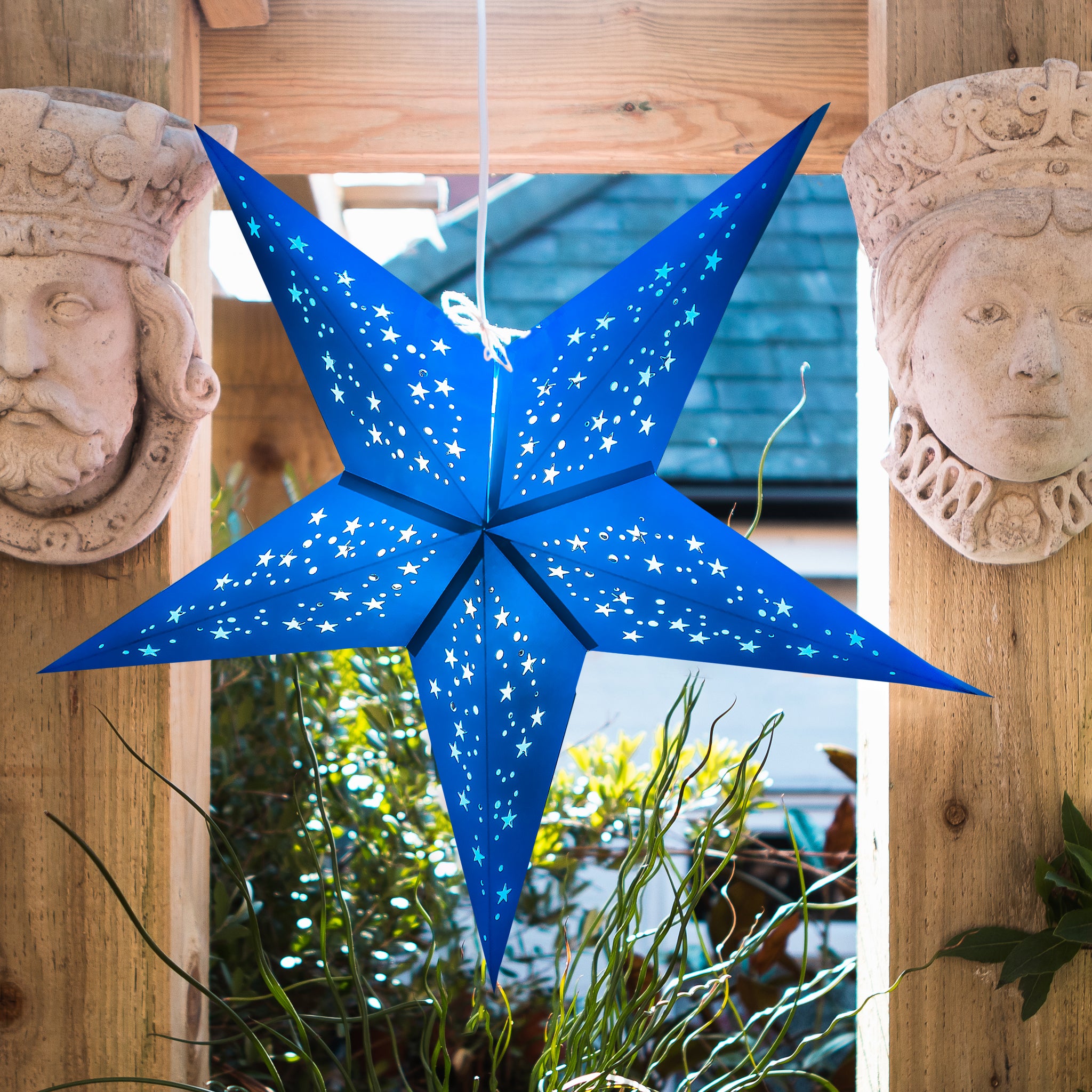 Blue 5 pointed paper star lantern