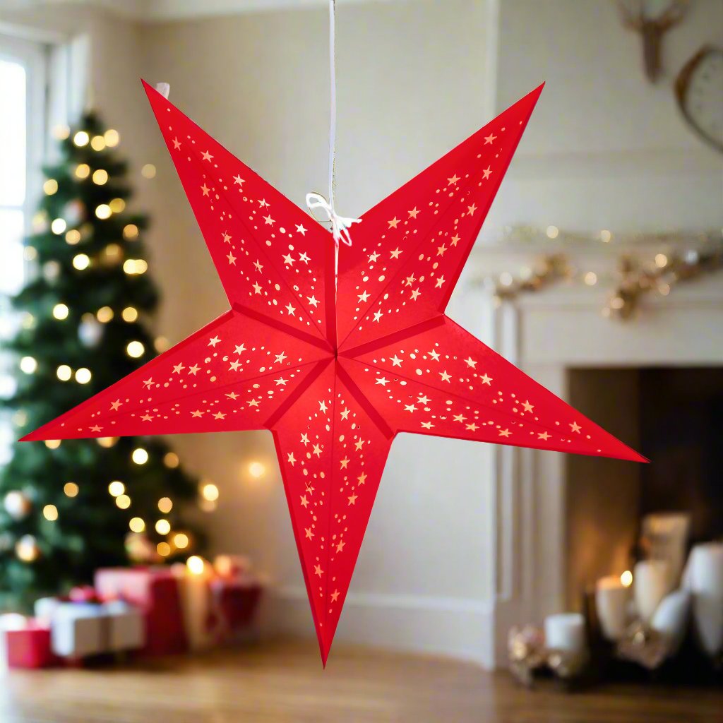 Red 5 pointed paper star lantern